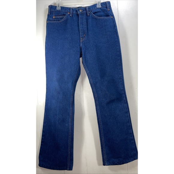 Vintage 70s JC Penney Jeans Men 33x29 Blue Plain Pocket Straight Deadstock Denim - Picture 1 of 16